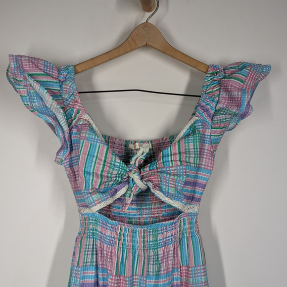 LoveShackFancy Emeka Plaid Cutout Maxi Dress Gingham Pastel Small Preowned - Picture 8 of 12